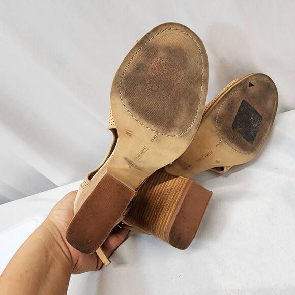 Vince Camuto Women Leather Bevina Heel Booties Size 9 Nubuk Open Toe Perforated - Picture 8 of 9